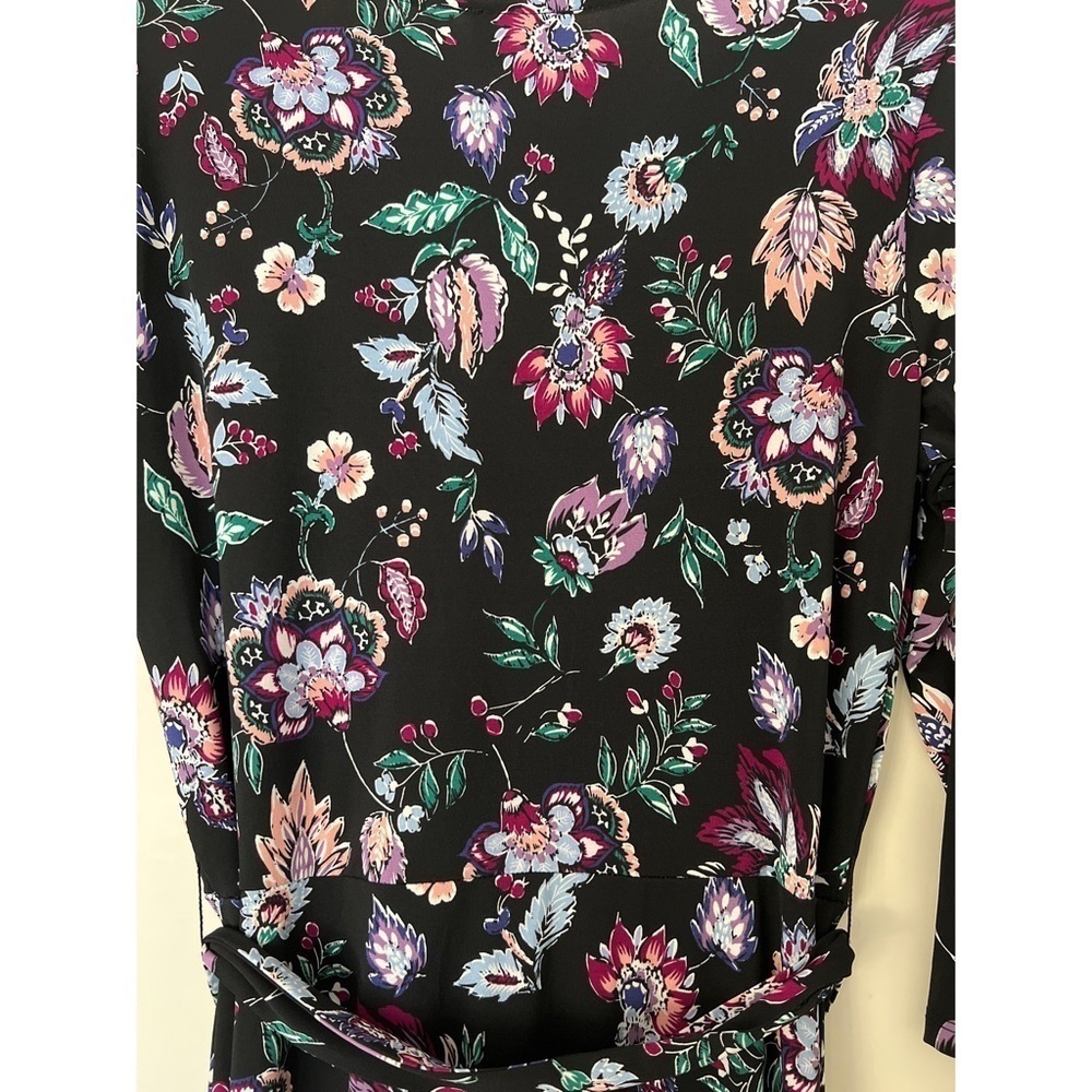 LEOTA FLORAL DAINTY FAUX WRAP DRESS RUFFLE BOTTOM - SIZE M - Picture 5 of 5